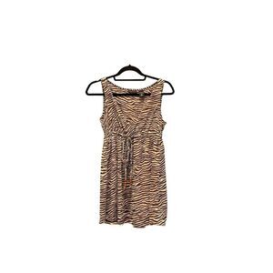 New York & Company Zebra Print Sleeveless Knee Length Dress M Black $ White